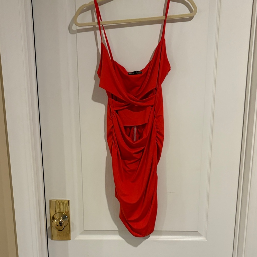SHEIN Red Ruched Mini Dress